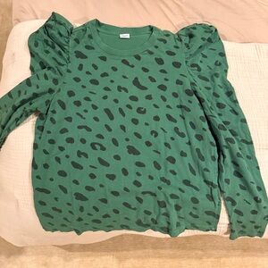Clare V Green and Black Long Sleeve Top
